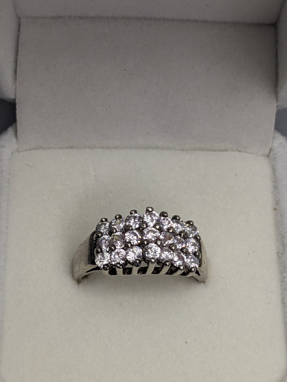 Vintage Sterling Silver Multi Row CZ Band Ring .925 Channel Set Jewelry Size 8.5